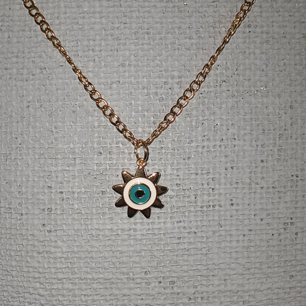 Stainless Steel Evil Eye Sun Necklace